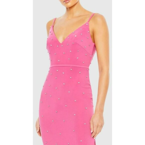 Mac Duggal Rhinestone Pink Formal Gown Maxi Dress NWT Size 4 67812 - Picture 3 of 8